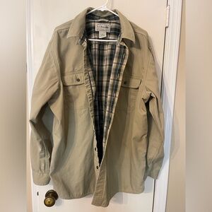 L.L. Bean Men's Khaki XL Brown Shirt Jacket 100% Cotton Flannel Fully Lined